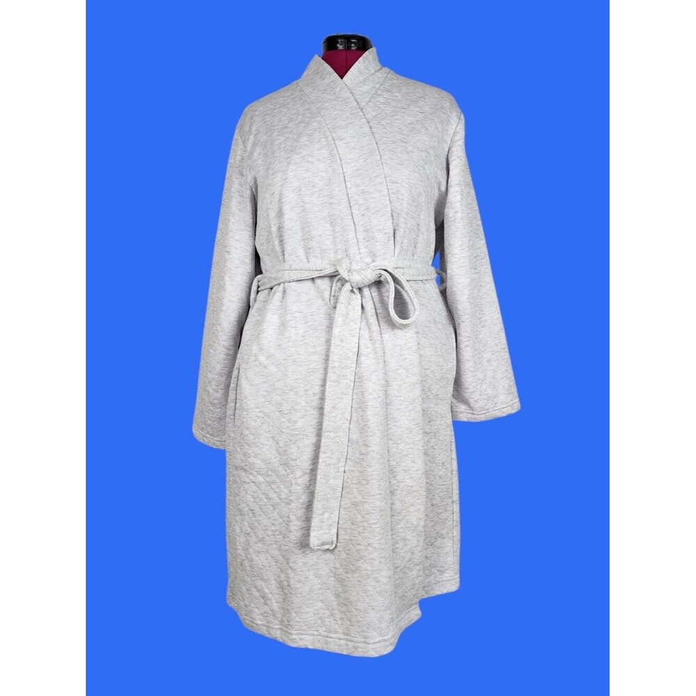 Brand New Robe Berkshire Quilted Wrap Robe Pockets Light Gray Size L